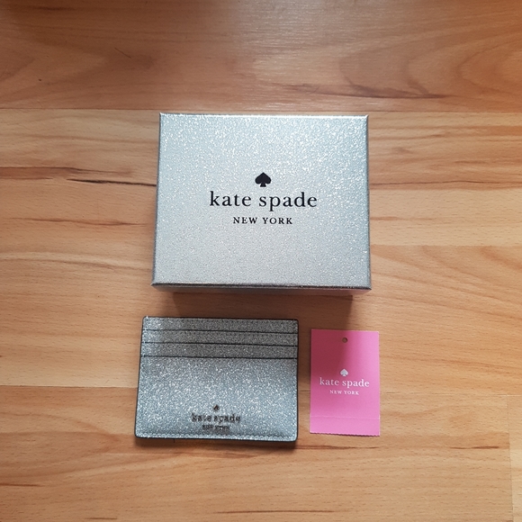 Kate Spade Cardholder and Box-Silver Glitter - Picture 2 of 8